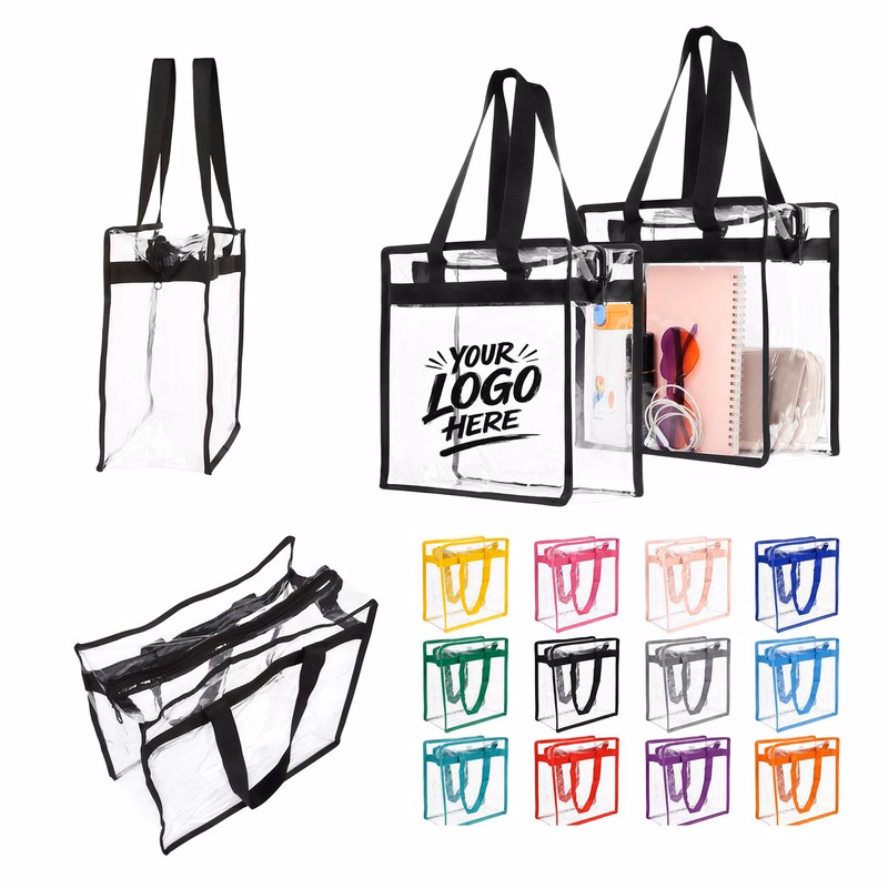 Clear PVC Zipper Tote Stadium Event Carry Bag