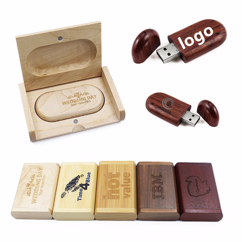 Wood USB Flash Drive w/Magnetic Closure