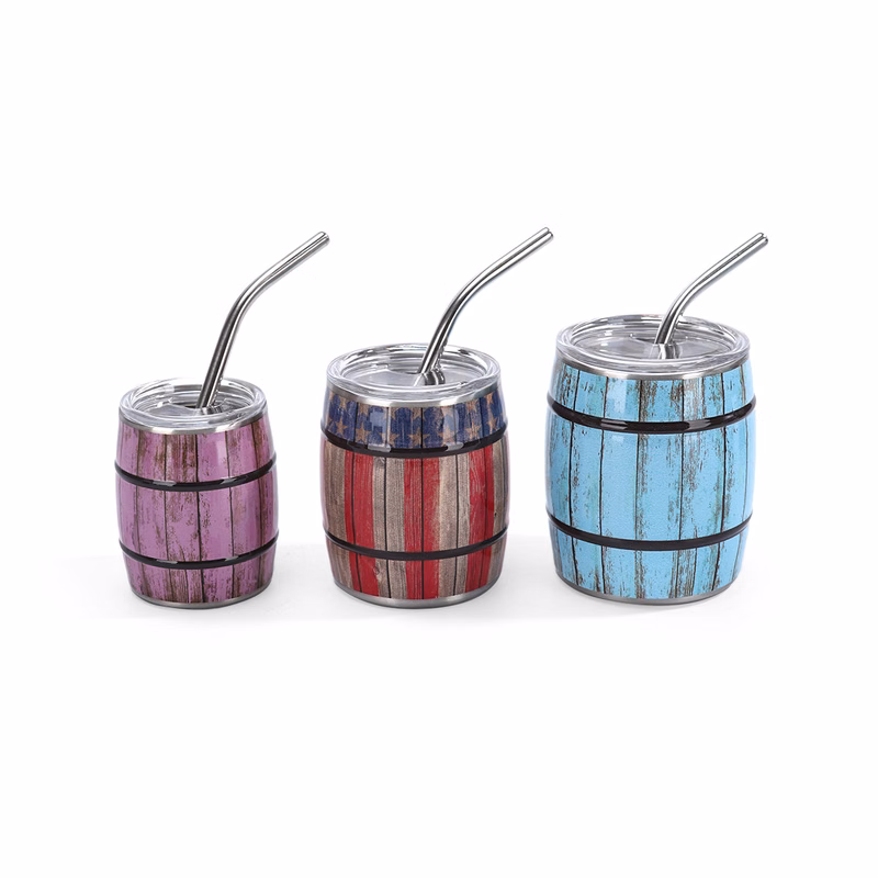 5oz Stainless Steel Wine Barrel Shaped Mini Shot Tumbler
