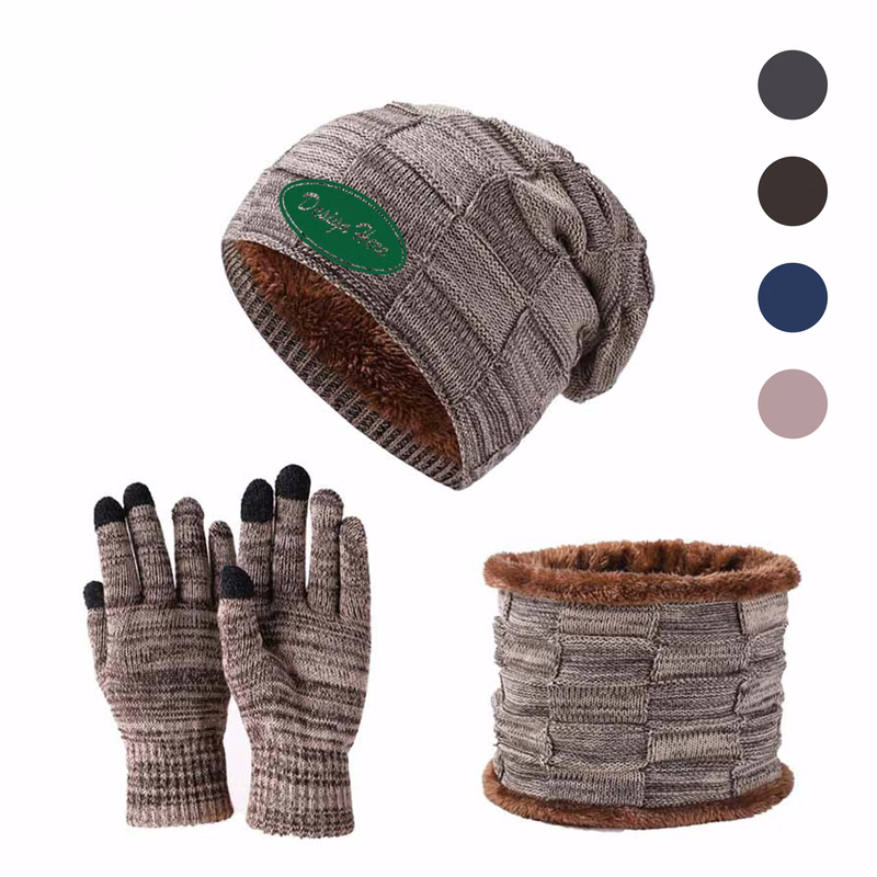 Winter knitted set: beanie, scarf, gloves