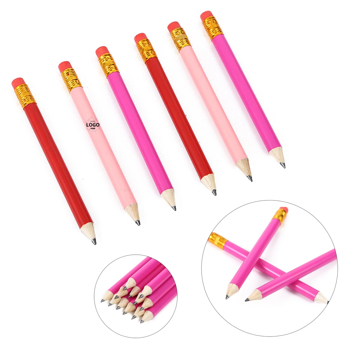 Round Wooden Golf Pencil With Eraser 1