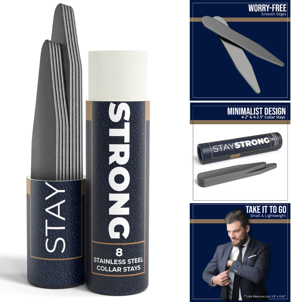 8 Metal Collar Stays for Men's Dress Shirts 1