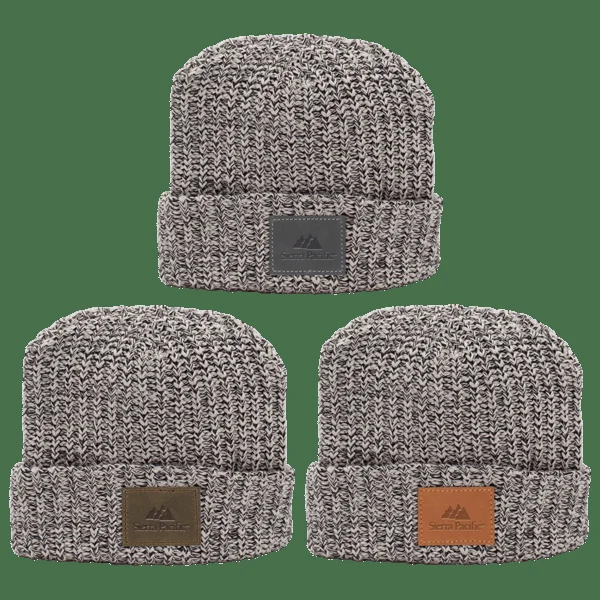 Milliner Cuffed Knit Beanie with Leather Patch 1