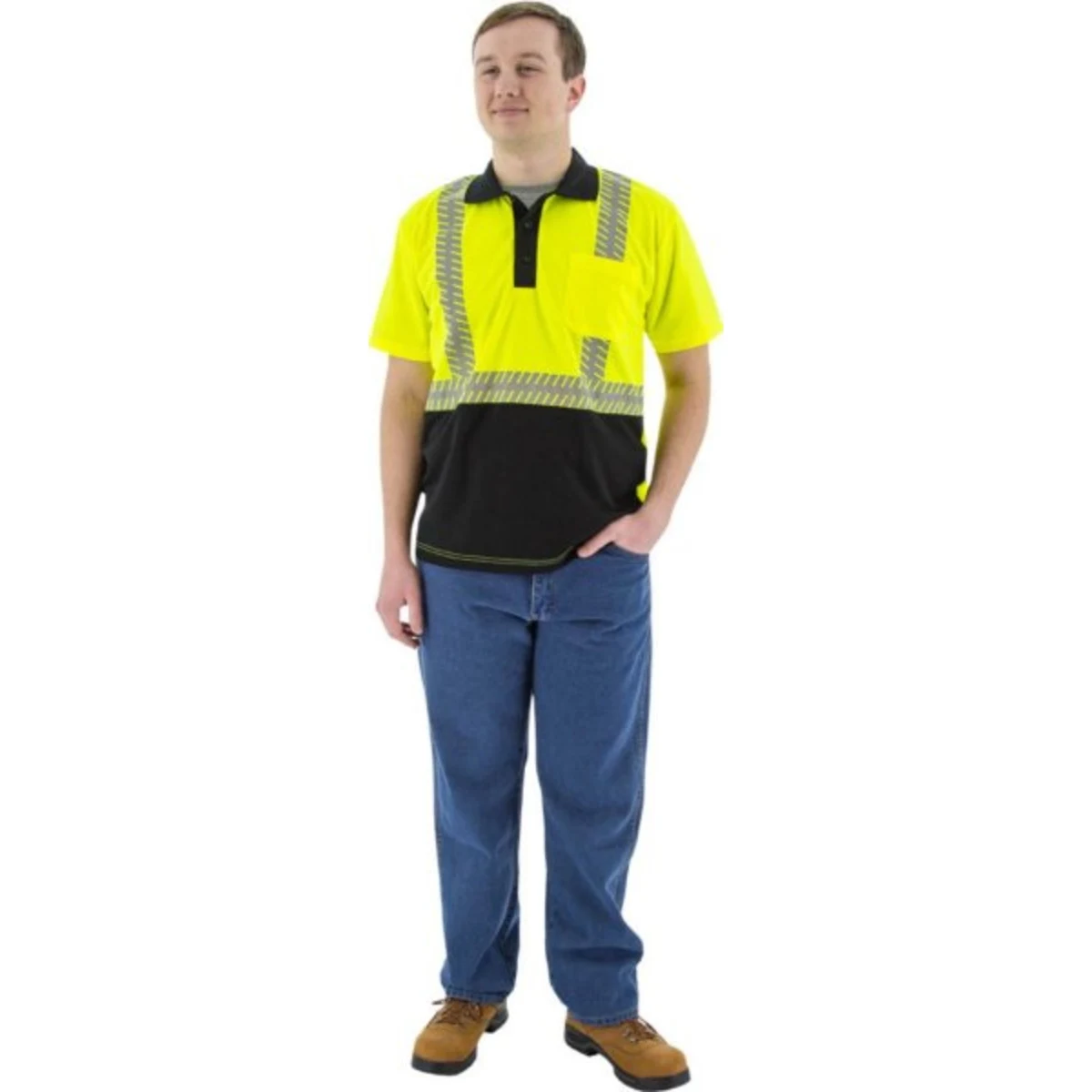 Majestic Hi-Viz Polo with Reflective Chainsaw Striping, ANSI 2 1