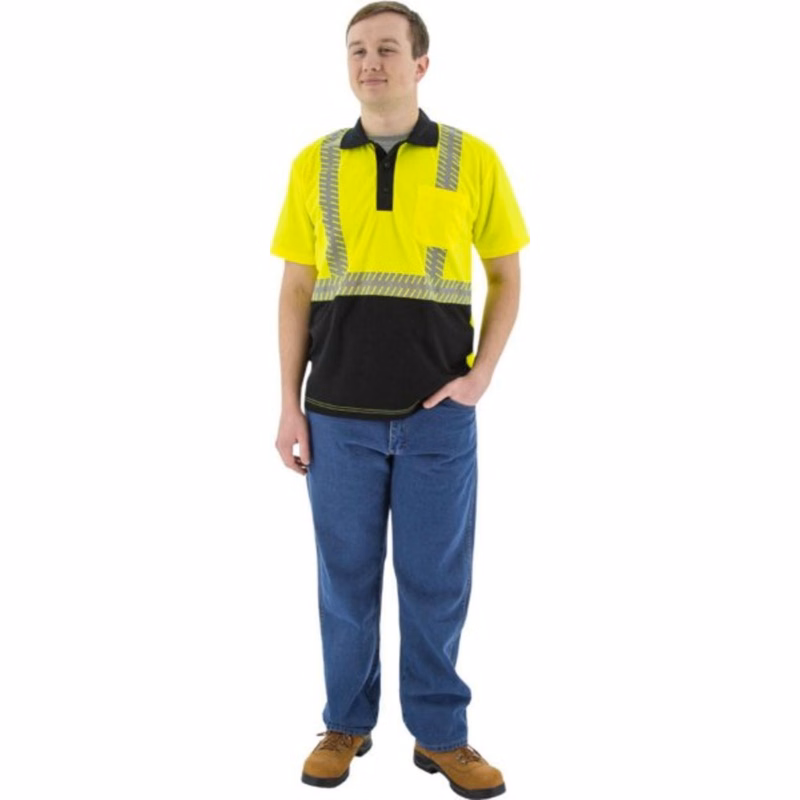 Majestic Hi-Viz Polo with Reflective Chainsaw Striping, ANSI 2