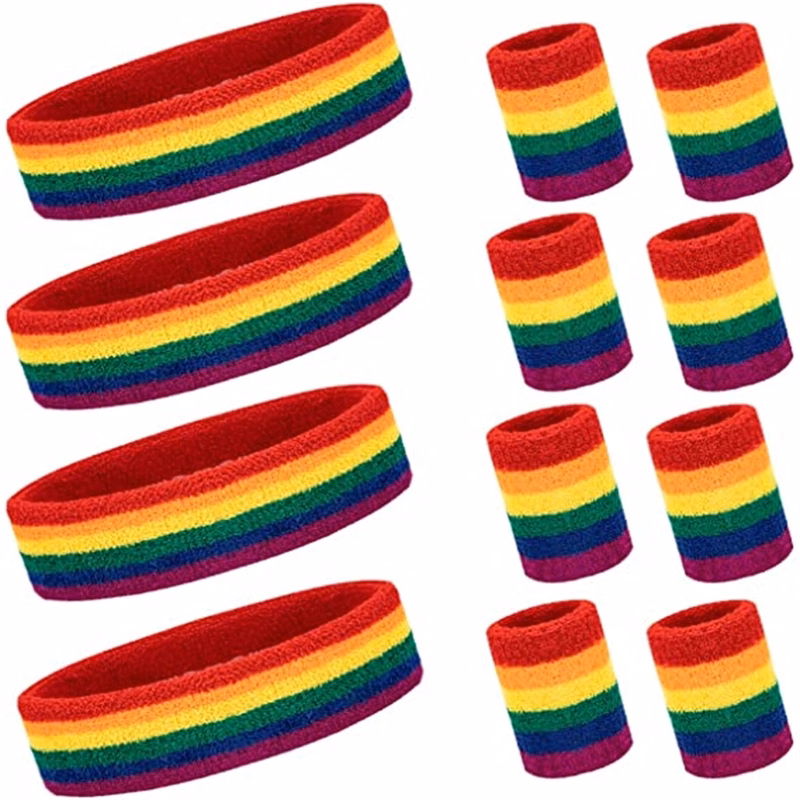 Striped Sweatband Set -1 Headband And 2 Wristbands
