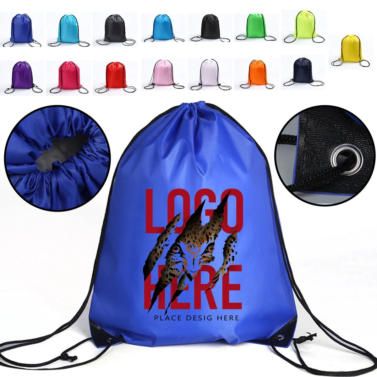 210D Polyester Drawstring Gym Sports Bag Travel Backpack 1