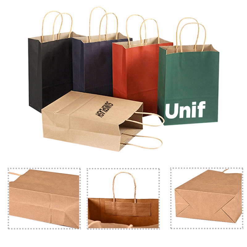 Natural Kraft Paper Tote Bags with Paper Handle