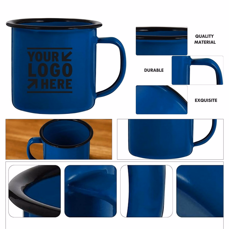 Vintage Enamel Coffee Mug Outdoor Camping Tea Beverage Drinking Cup