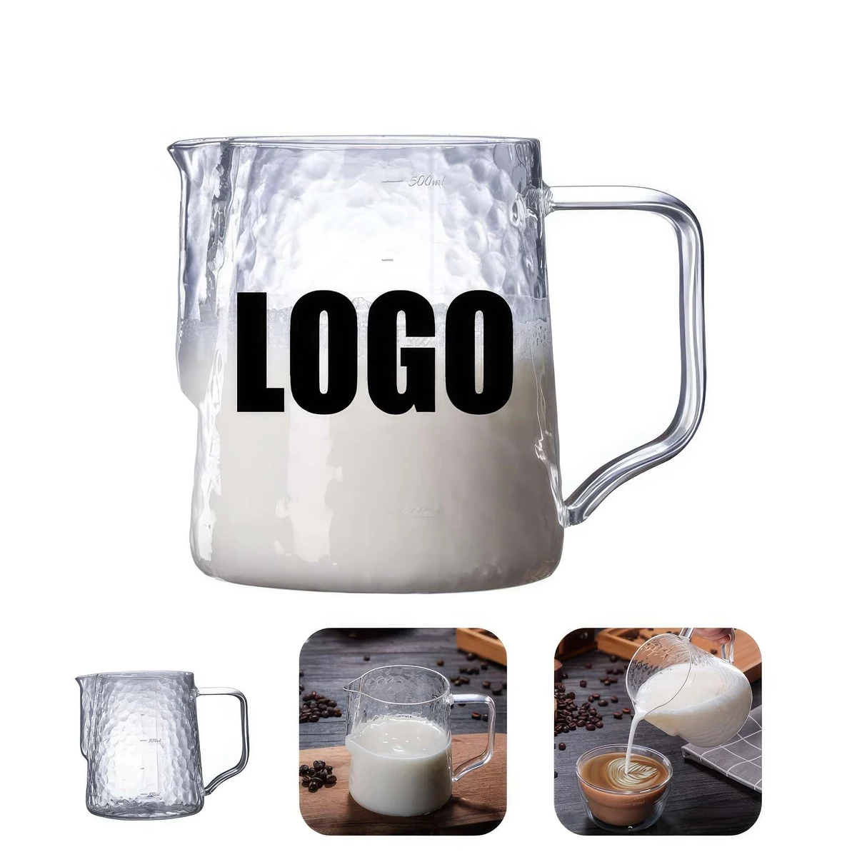 16 OZ. Glass Milk Frothing Pitcher Cup - Latte Art 1