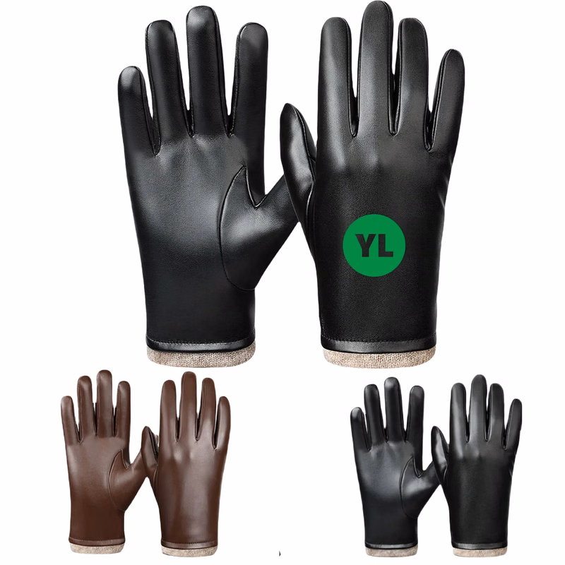 Wool-Lined PU Leather Winter Gloves MOQ20