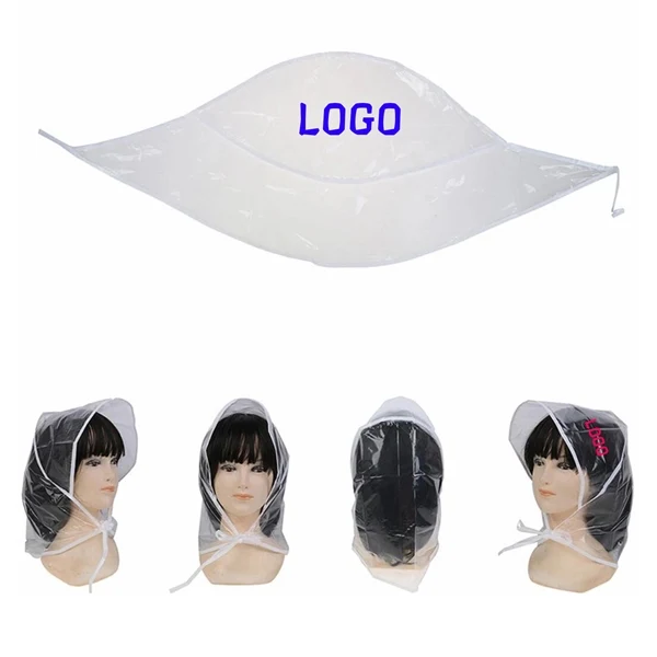 Custom 39 Inch Waterproof PE Clear Rain Cap with Secure Tie — Foldable Trade Show Promo 1