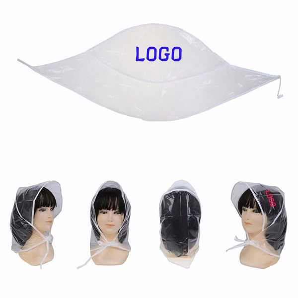 Custom 39 Inch Waterproof PE Clear Rain Cap with Secure Tie — Foldable Trade Show Promo