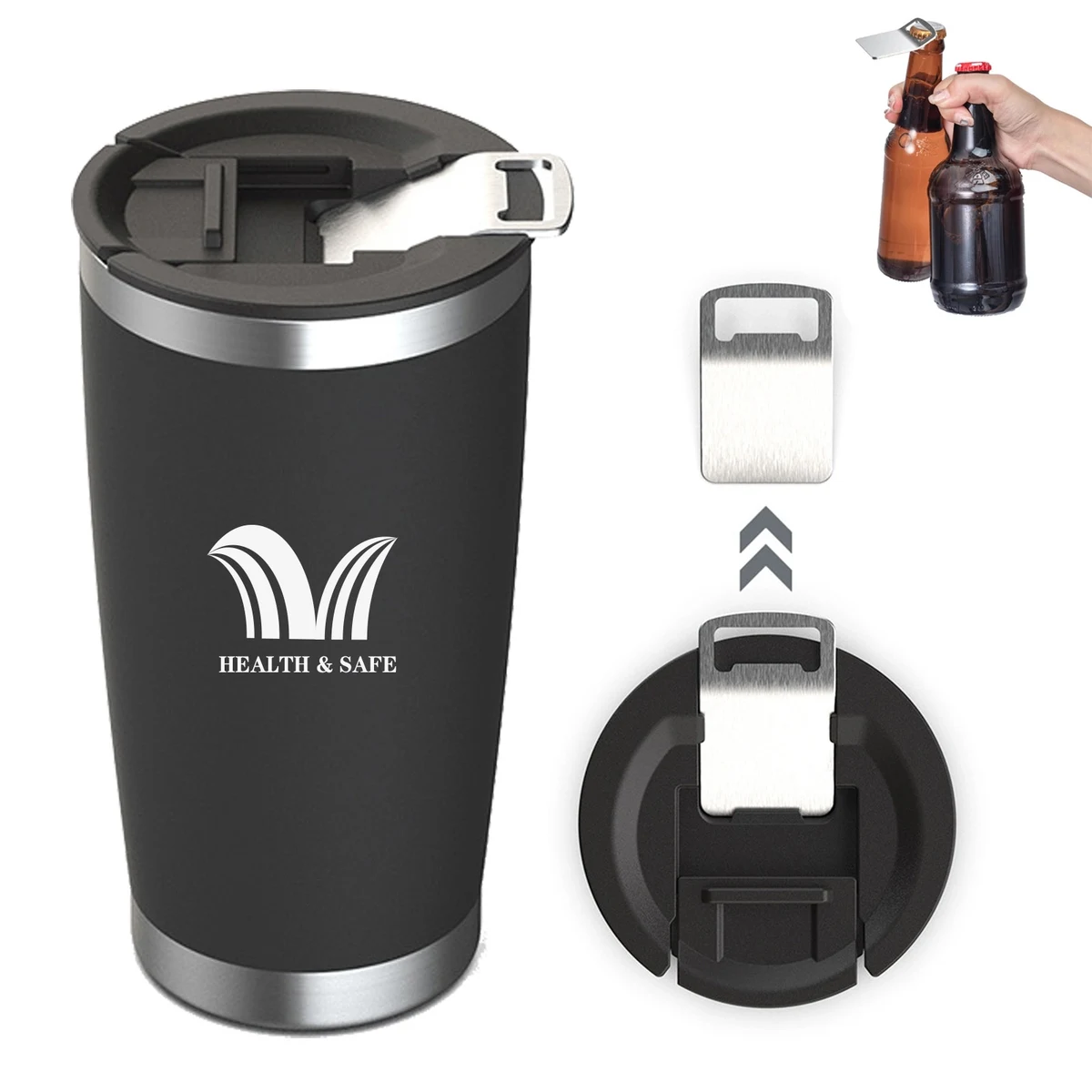 20 Oz Stainless Steel Insulated Tumbler With Beer Opener 1