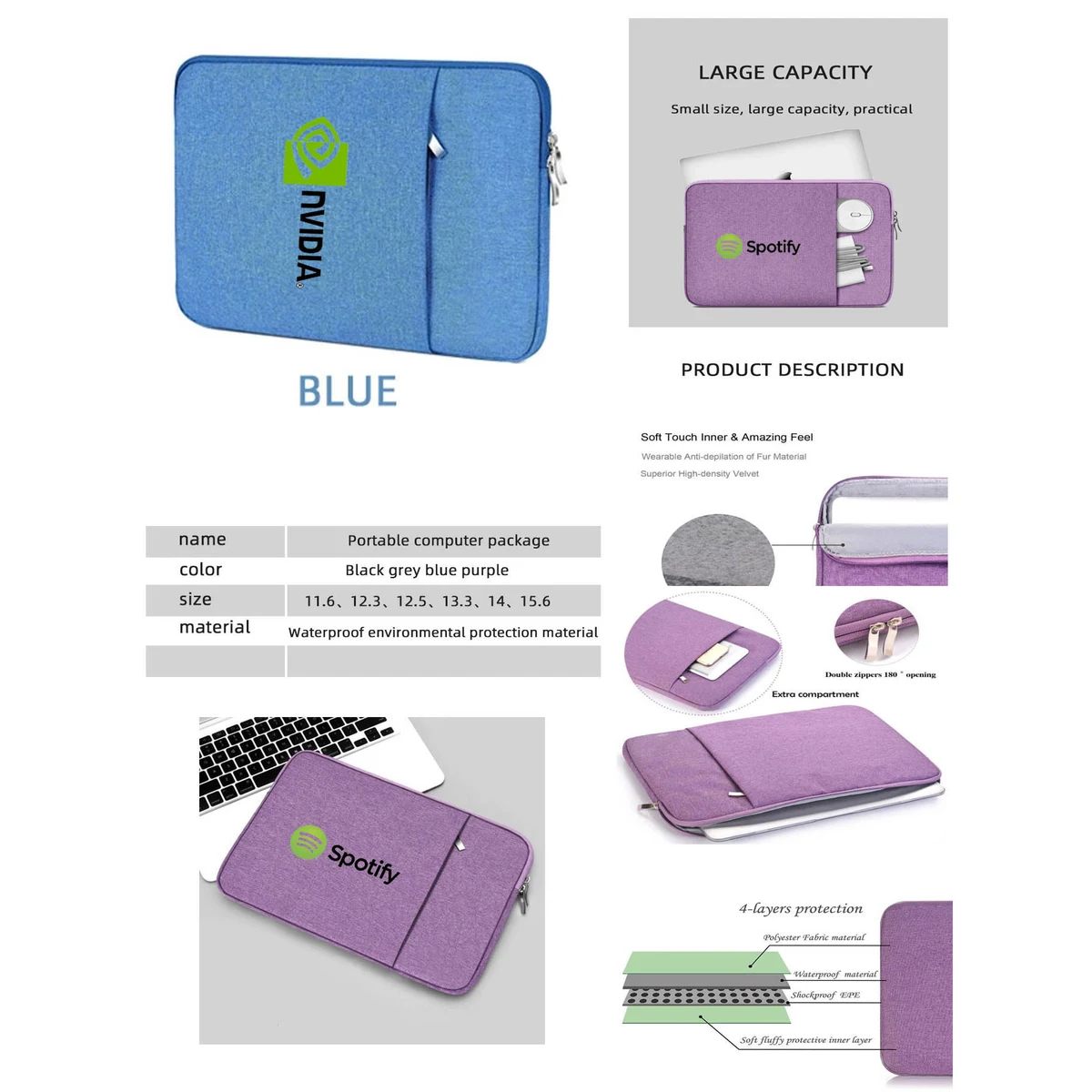iBank ® Laptop Sleeve Case 15 Inch Water-resistant Protective Fabric Bag 1