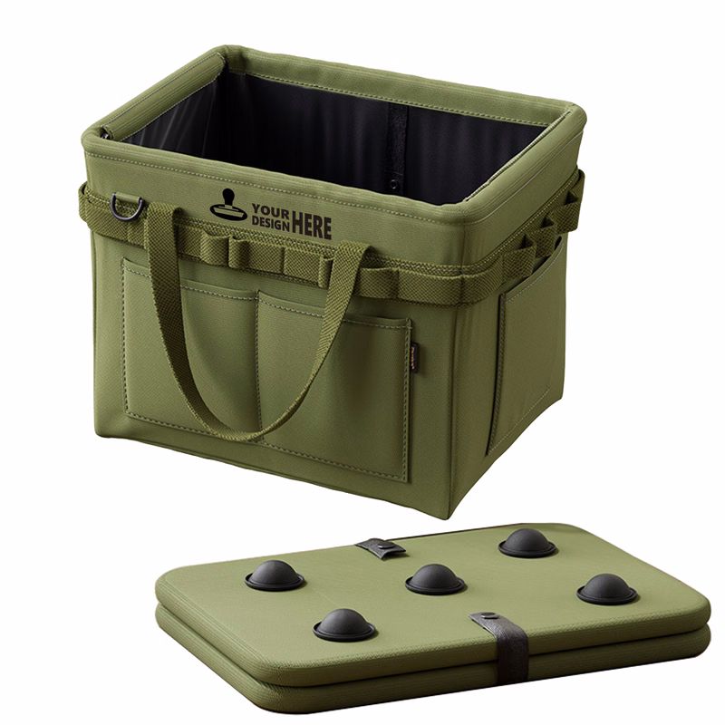 Collapsible Tool Tote Storage Bin With Pockets