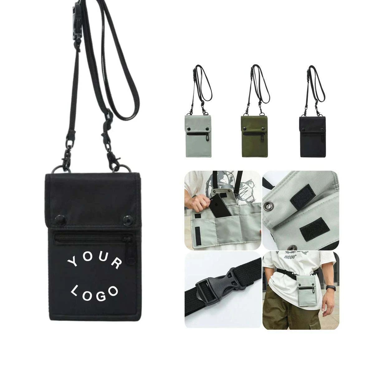 Lightweight Nylon Phone Bag with Adjustable Strap 1