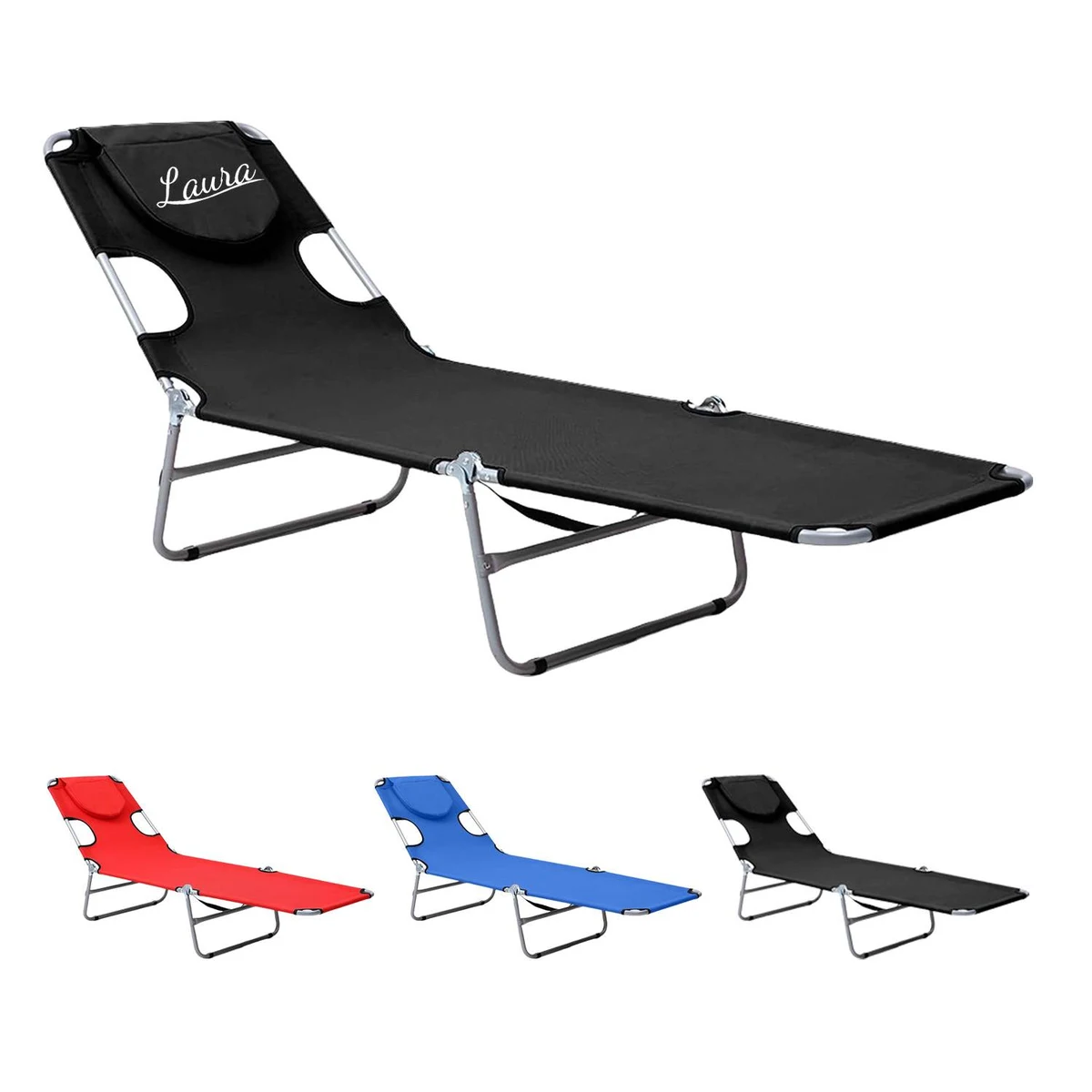 Detachable Tanning Pillow Folding Beach Lounge Chair 1