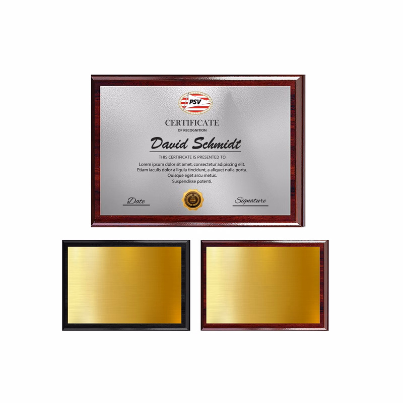 Wooden Plaque Award - Heat infused Silver or Gold 5" x 7"