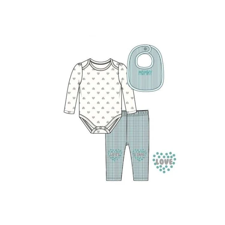 Girls' Bodysuit Set with Bib Mint 0-9M 3pc 1