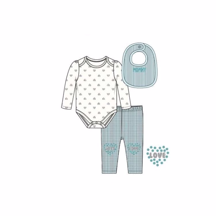 Girls' Bodysuit Set with Bib Mint 0-9M 3pc