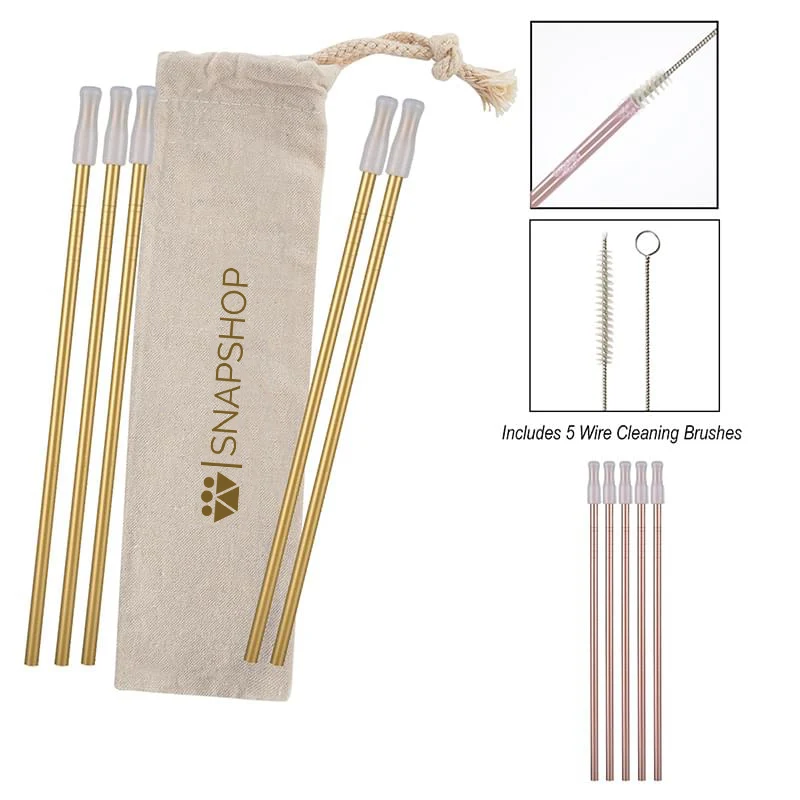 5- Pack Park Avenue Stainless Straw Kit with Cotton Pouch 1