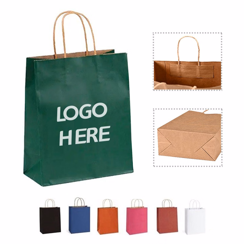 Natural Kraft Paper Shopper Tote Bag(6" W x 8" H x 3" D)