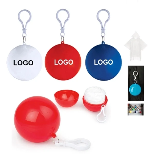 Disposable Poncho Ball Key Chain 1
