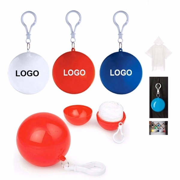 Disposable Poncho Ball Key Chain