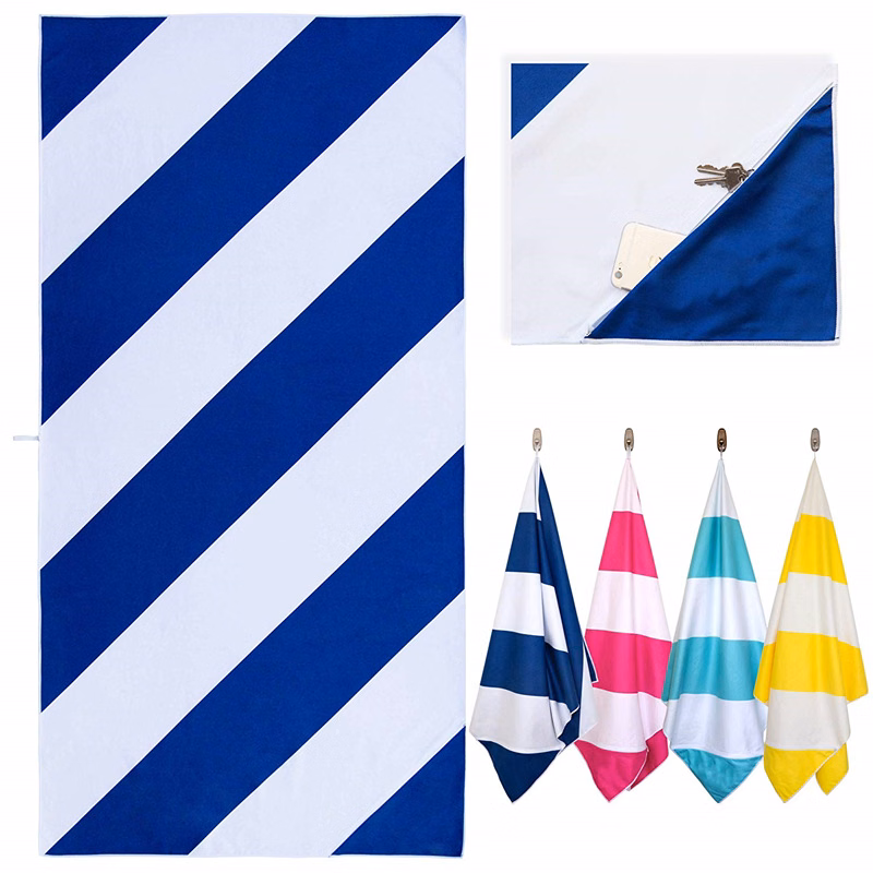 Beach Towel with Zipper Pocket