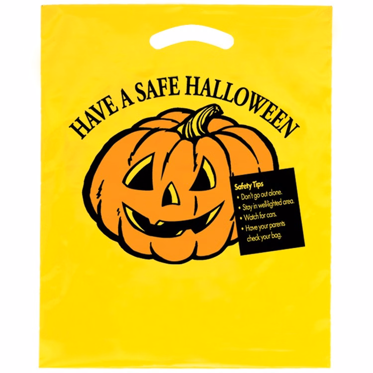 Yellow LDPE Fold Over Reinforced Die Cut - Halloween