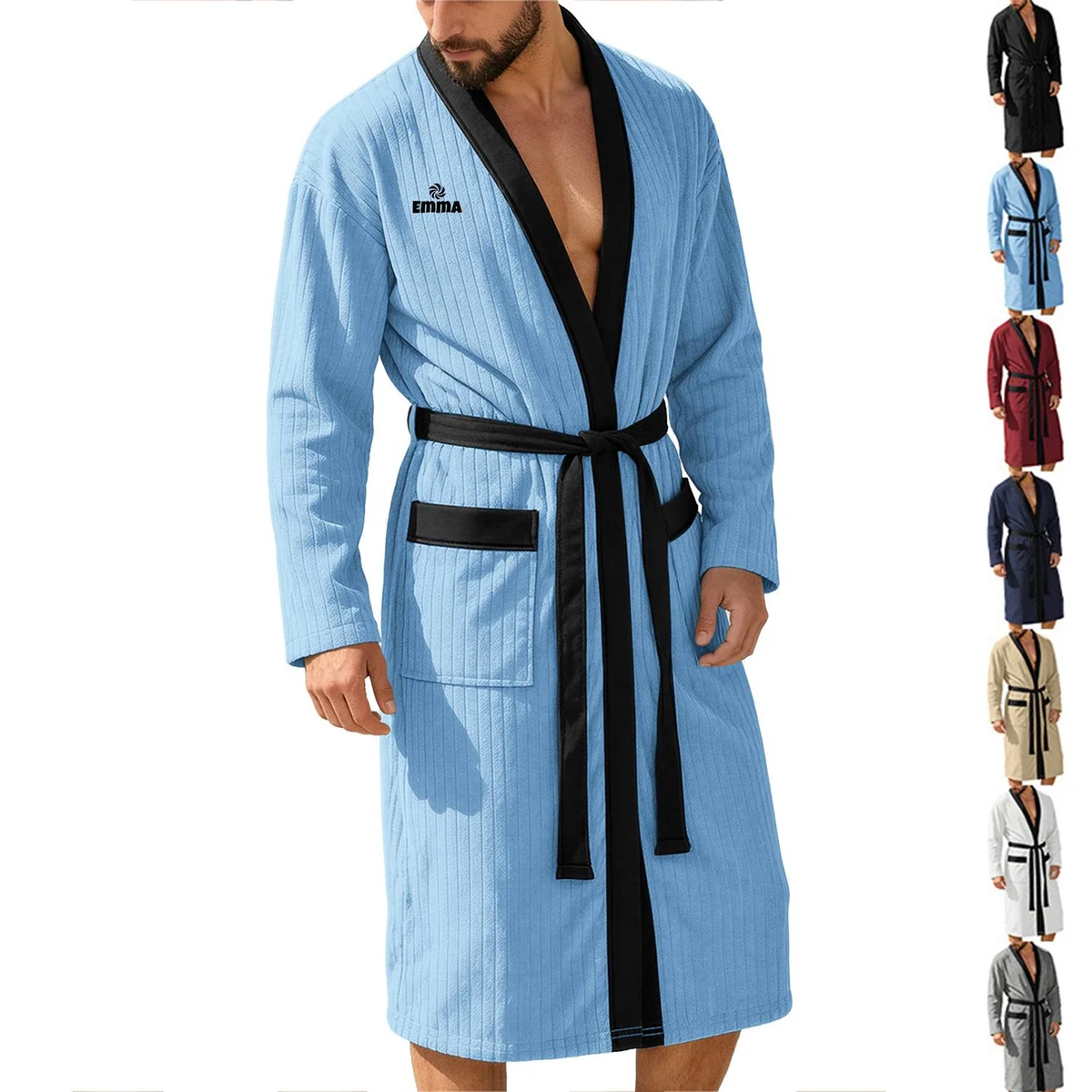 Men's Long Robe with Belt 1
