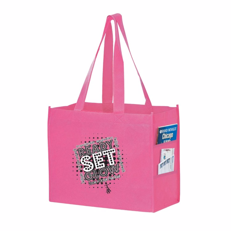 Pink Non-woven Shoulder Tote with Side Pockets - Awareness