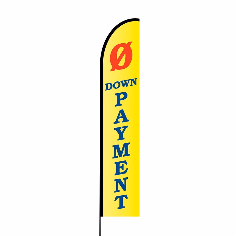 0 Down Payment (Yellow) Flag Kit Hardware 15' Feet Feather Flag Sign Outdoor Banner