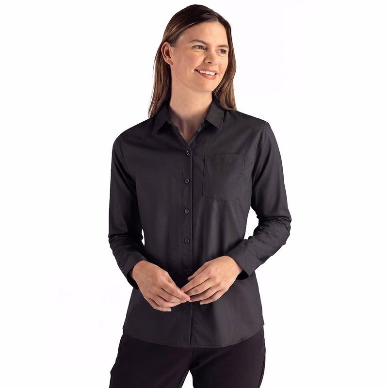 Clique Hustle Recycled Womens Long Sleeve Button Down Shirt