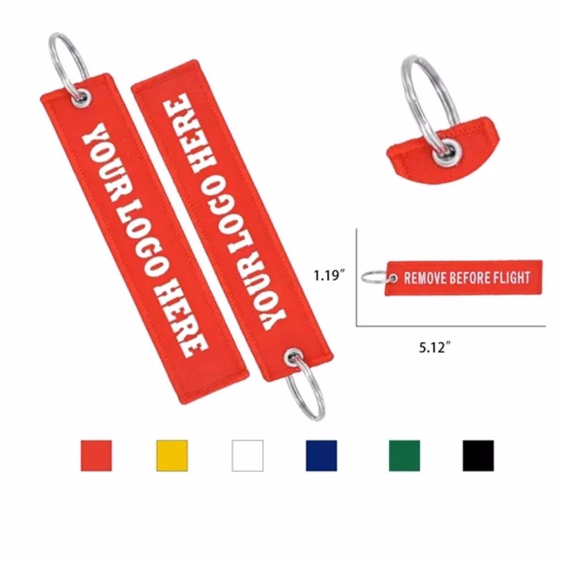 Woven Embroidered Key Tag Flight Keychain