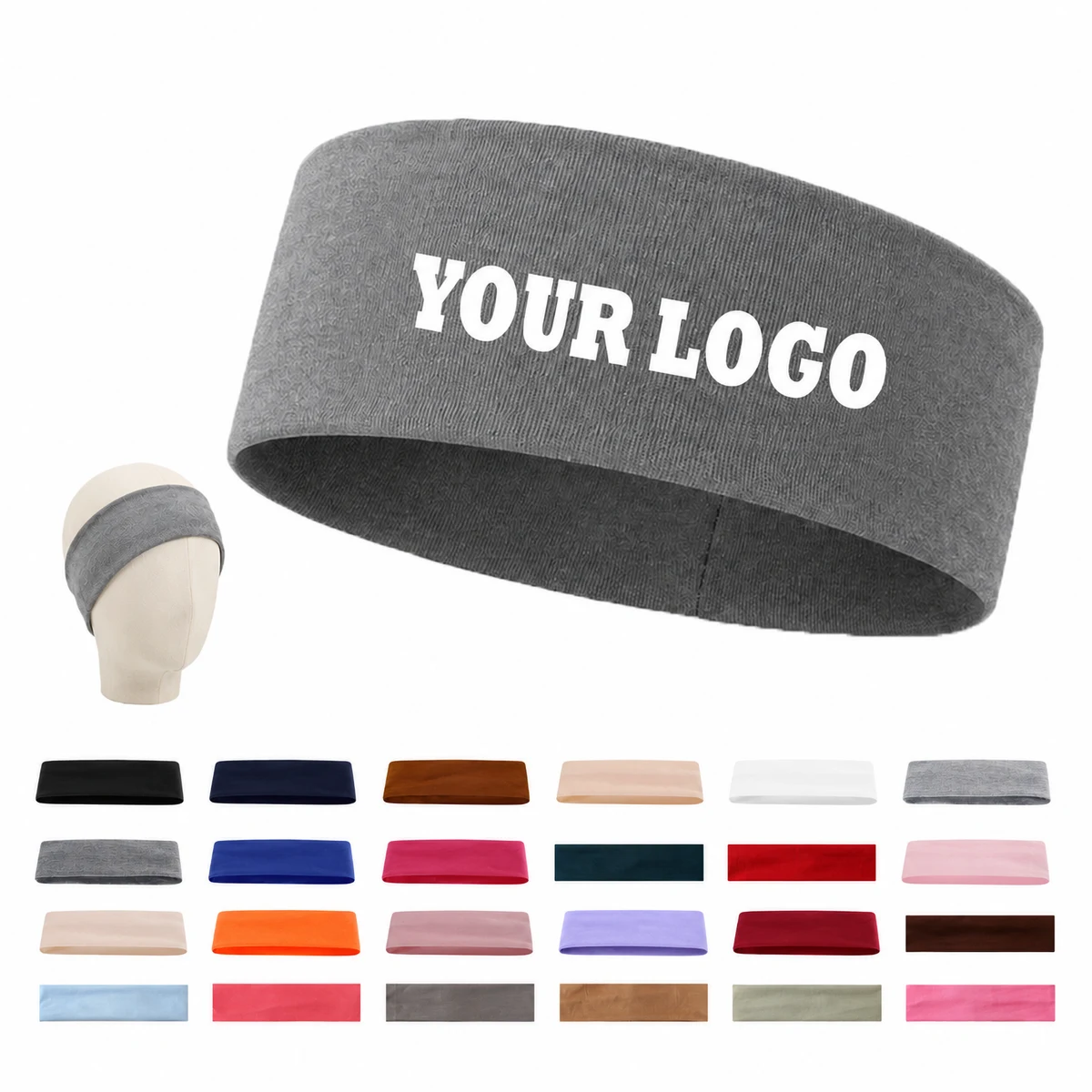 Solid-Color Stretch Athletic Headband 1