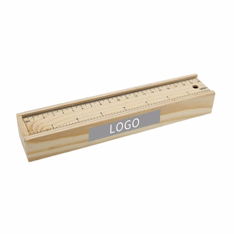 12 Color Pencil Set on Wooden Ruler