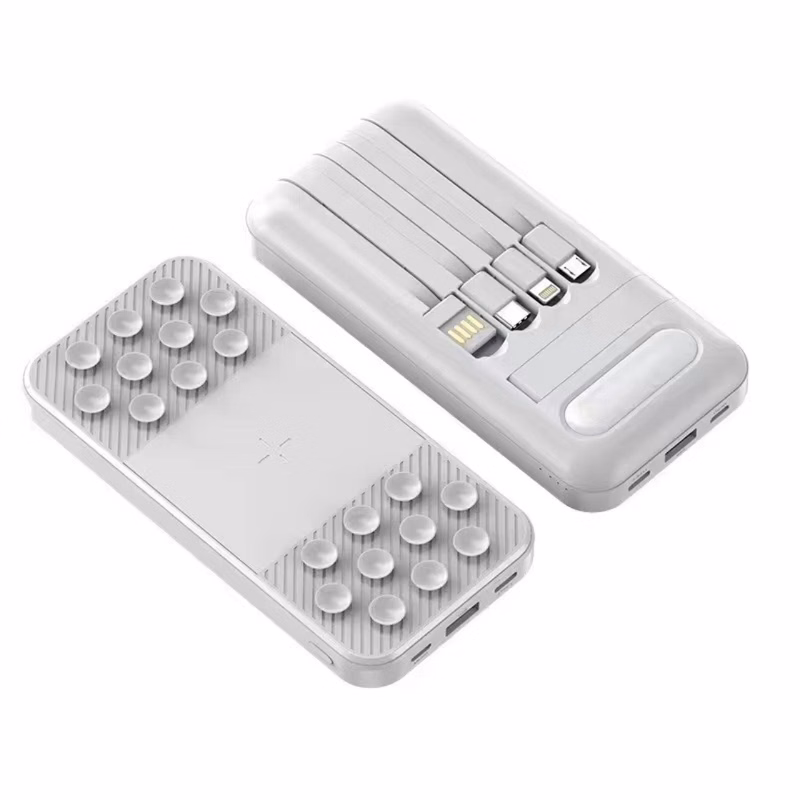 10000 Mah Suction Cup Power Bank W/ 3 Cables & Stand