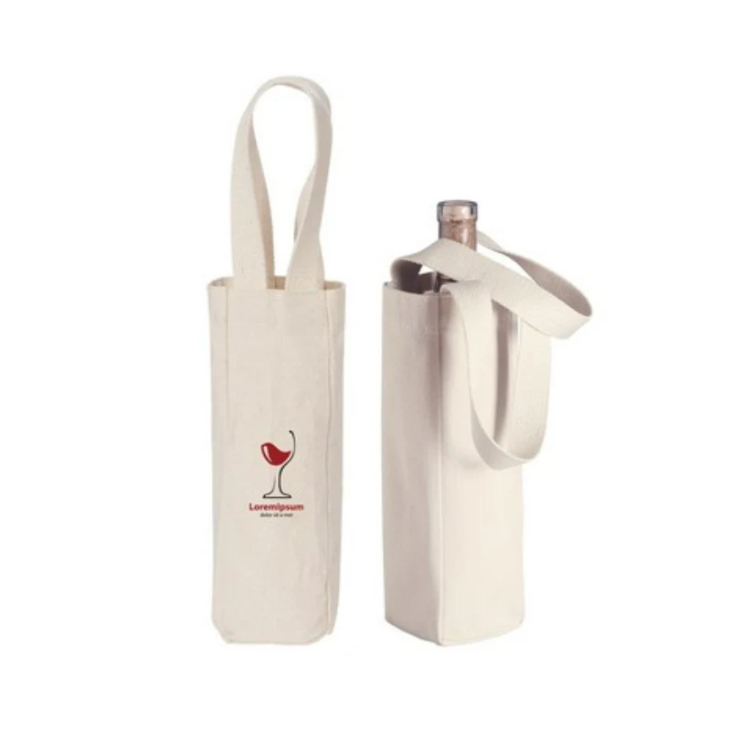 10 Oz. Cotton Canvas Wine Bottle Gift Tote Bag 1