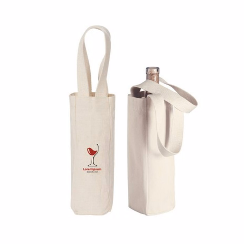 10 Oz. Cotton Canvas Wine Bottle Gift Tote Bag