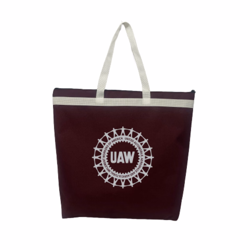 600D Poly Zip Top Accent Tote Bag