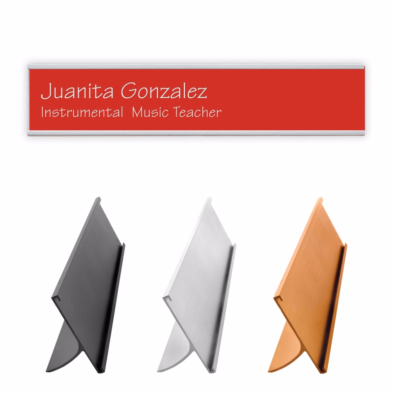 Aluminum Desk Set Engraved Plate w/Holder (2"x10")