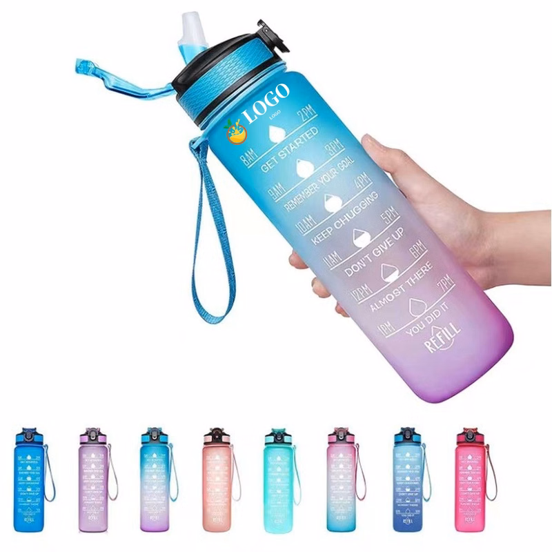 32Oz Motivational Fitness Leak-Proof Sports Water Bottle