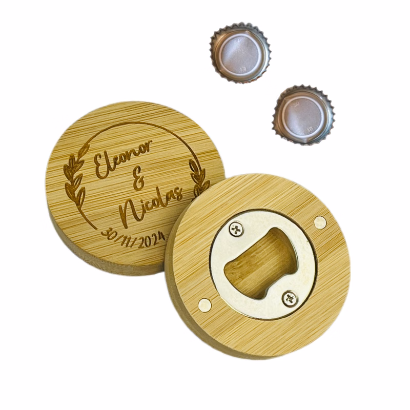 Elegant Wooden Bottle Opener with Magnetic Back - Engraved