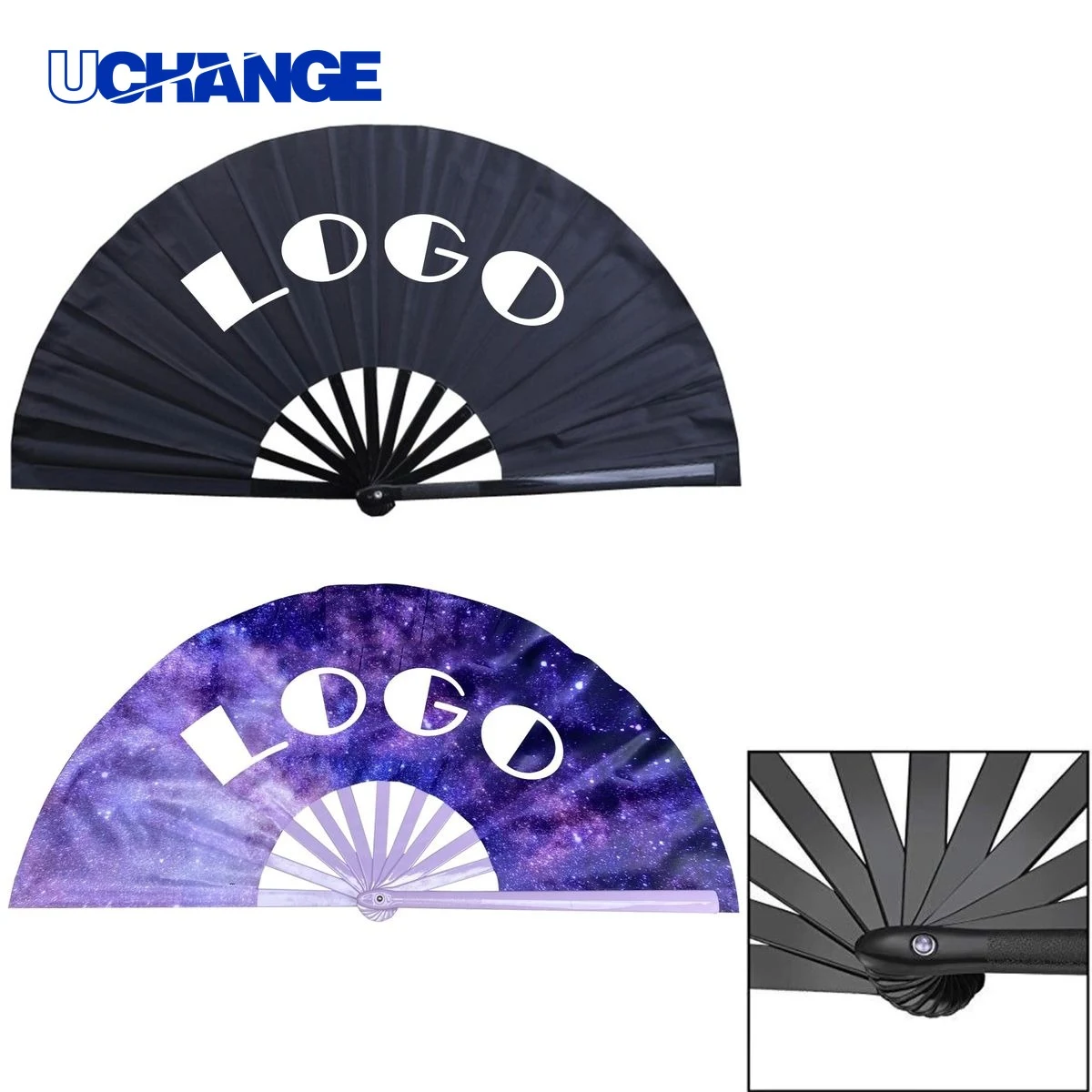 Fabric Folding Fan with Plastic Ribs Handheld Fan for Parties & Event Giveaways 1