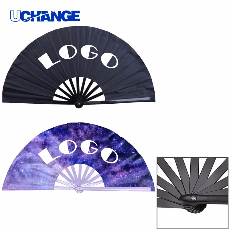 Fabric Folding Fan with Plastic Ribs Handheld Fan for Parties & Event Giveaways