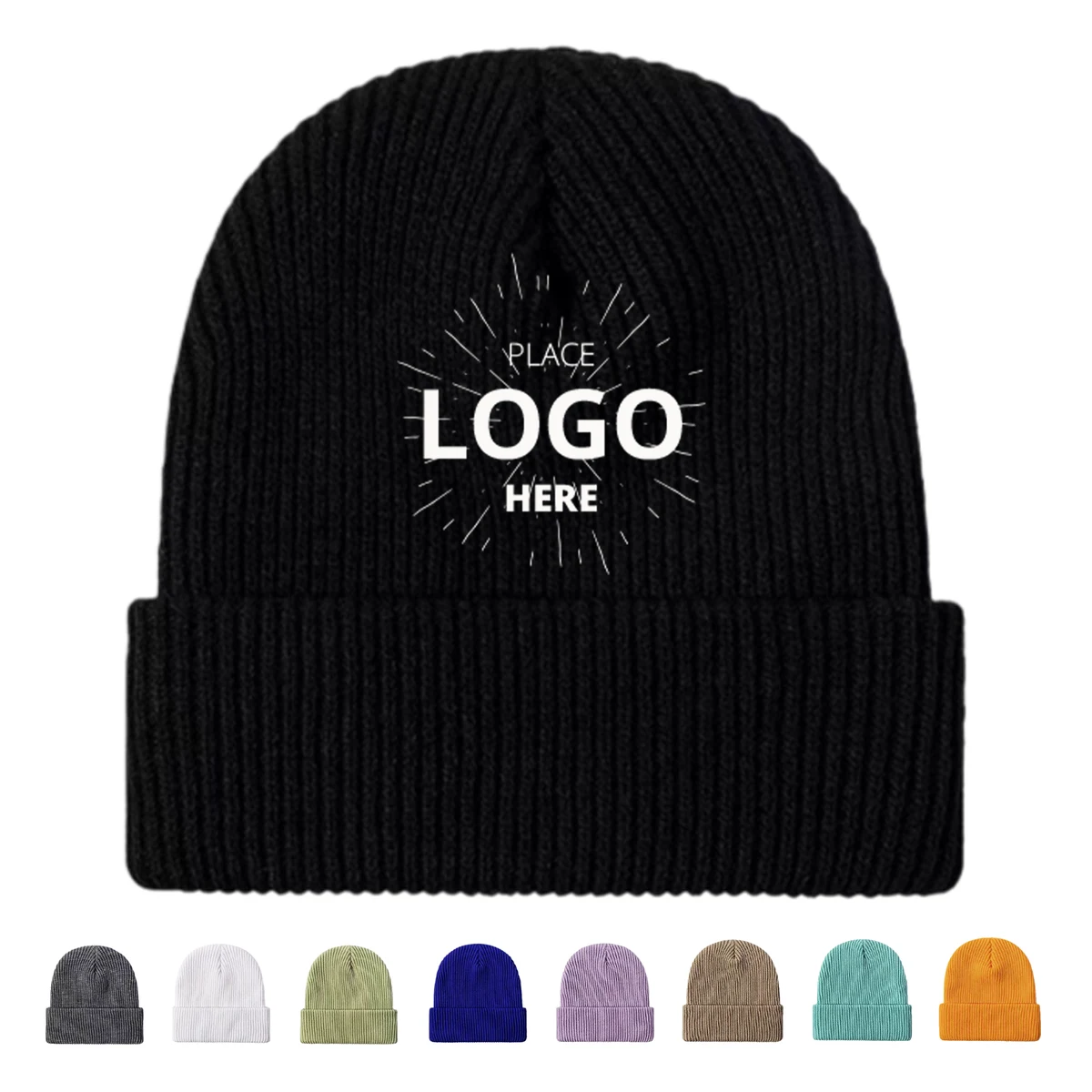 Solid Color Acrylic Knit Beanie Hat 1