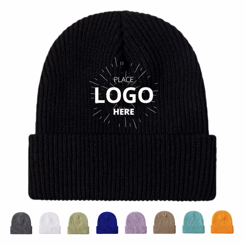 Solid Color Acrylic Knit Beanie Hat