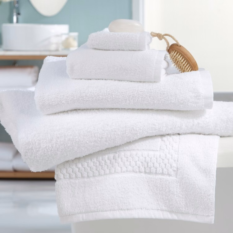 Sunny Lane White Combed Cotton Terry Bath Towel
